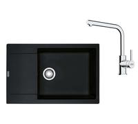 Franke - Conjunto de cocina G261O, fregadero de fragranite MRG 611-78 BB, + grifo FS 3230.031, ónix/cromo 114.0700.727