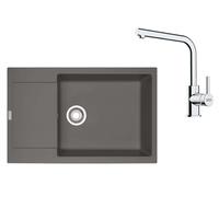 Franke - Conjunto de cocina G261ŠK, fregadero de fragranite MRG 611-78 BB, + grifo FS 3230.031, piedra gris/cromo 114.0700.728