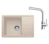 Franke - Conjunto de cocina G266SA, fregadero de fragranite BSG 611-62 + grifo FS 3230.031, sahara/cromo 114.0700.750