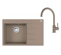 Franke - Conjunto de cocina G272KA, fregadero de fragranite CNG 611-78 TL/2 + grifo FC 6018.424, cachemira 114.0700.777