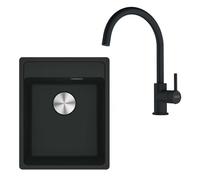 Franke - Conjunto de cocina G273MČ, fregadero de fragranite MRG 610-37 RTL + grifo FC 6018.901, negro mate 114.0700.782