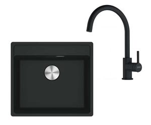 Franke - Conjunto de cocina G274MČ, fregadero de fragranite MRG 610-52 RTL, + grifo FC 6018.901, negro mate 114.0700.787