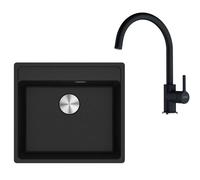 Franke - Conjunto de cocina G274O, fregadero de fragranite MRG 610-52 RTL + grifo FC 6018.071, ónix 114.0700.788