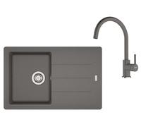 Franke - Conjunto de cocina G279ŠK, fregadero de fragranite BFG 611-78 + grifo FC 6018.084, piedra gris 114.0700.809
