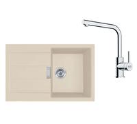 Franke - Conjunto de cocina T115BE, fregadero de tectonite S2D 611-78 y grifo FS 3230.031, beige/cromo 143.0687.395