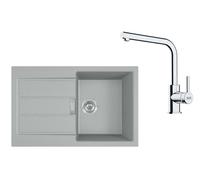 Franke - Conjunto de cocina T115Š, fregadero de tectonite S2D 611-78 y grifo FS 3230.031, gris/cromo 143.0687.349