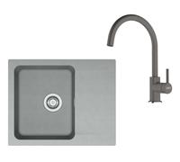 Franke - Conjunto de cocina T118Š, fregadero de tectonite OID 611-62, gris + grifo FC 6018.084, gris/piedra gris 143.0687.373