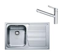Franke - Conjunto N82, fregadero de acero inoxidable LLX 611/2 y grifo FC 3054.031, acero inoxidable/cromo 101.0650.595