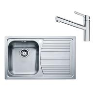 Franke - Conjunto N83, fregadero de acero inoxidable LLX 611/2 y grifo FC 3055.031, acero inoxidable/cromo 101.0650.597