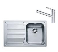 Franke - Conjunto N86, fregadero de acero inoxidable LLX 611/7 y grifo FC 3054.031, acero inoxidable/cromo 101.0650.596