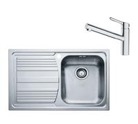 Franke - Conjunto N87, fregadero de acero inoxidable LLX 611/7 y grifo FC 3055.031, acero inoxidable/cromo 101.0650.598
