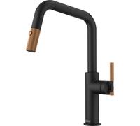 Franke Maris Stripes - Grifo monomando para fregadero FG 4760.505 con rociador extraíble, negro mate/cobre 115.0747.677