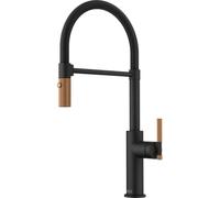 Franke Maris Stripes Semi Pro - Grifo de fregadero FG 4768.505 con brazo flexible y ducha, negro mate/cobre 115.0747.680