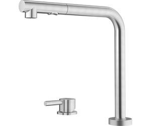 Franke Mythos - Grifo monomando para fregadero FC 3137.501 con ducha, instalación de 2 orificios, acero inoxidable 115.0731.378