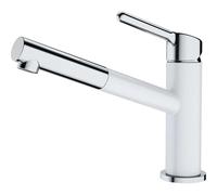 Franke Orbit - Grifo de fregadero FC 3055.094 con caño extraíble, cromo/blanco-hielo 115.0623.139