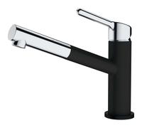 Franke Orbit - Grifo de fregadero FC 3055.901 con salida extraíble, cromo/negro mate 115.0659.965