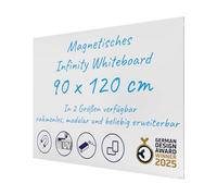 FRANKEN Pizarra blanca Infinity magnética sin marco, 120 x 90 cm, montaje directo de varias pizarras y posición vertical y horizontal, para oficina en casa y oficina, superficie de acero, SCM6103
