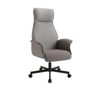 FRANKYSTAR® Axia - Silla de oficina de 49 x 125 x 70 cm, cómoda silla presidencial con ruedas giratorias de PU y tela gris