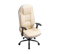 FRANKYSTAR® Yūto - Silla de oficina ergonómica, 50 x 47 x 131 cm, cómoda y relajante, con ruedas giratorias, de piel sintética, color crema