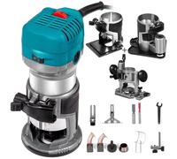 Frantools: Fresa de madera, fresadora multifunción, fresadora de bordes, herramienta de construcción. Potencia: 710W. Incluye 4 bases