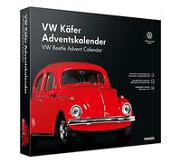FRANZIS 55255 - Calendario de Adviento de VW Beetle, color rojo, maqueta de metal a escala 1:43, incluye módulo de sonido y libro de 52 páginas