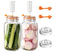 Frasco de fermentación de 2 litros - Kit de inicio - Válvula de fermentación - Peso para frasco - Frasco libre de BPA - Juego de 2 - Frasco para conservas