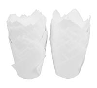 FRCOLOR 100 Unidades Moldes de Papel para Cupcakes Blancos Forma de Loto, Resistentes al Aceite y Altas Temperaturas, Ideales para Pasteles y Fiestas de Cumpleaños