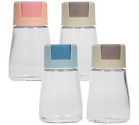 FRCOLOR Set de 4 Botellas Dosificadoras de Sal de Vidrio Control Cuantitativo de 0.5g, Fácil de Sujetar, Adecuado para Comedor y Restaurante Color Aleatorio