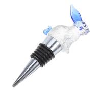 FRCOLOR Tapón de Vino de Conejo de Cristal Azul, Accesorio Creativo Prueba de Derrames para Botellas en Bares y Fiestas, Material de Vidrio y Silicona
