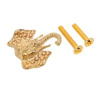 FRCOLOR Tirador de Armario Forma de Elefante, Latón Dorado Vintage | Gancho Integrado Sola Perforación, Acabado Pulido, Herraje Decorativo para Tocador, Baño y Entrada