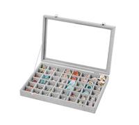 Frebeauty Organizador de joyas 48 compartimentos con tapa de cristal
