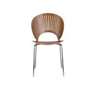 Fredericia Furniture Silla Trinidad 3398 Nogal barnizado transparente- patas cromadas