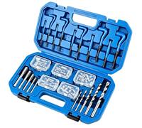 FreeTec Juego de reparación de roscas Helicoil de 131 piezas, M5, M6, M8, M10, M12, Heli Coil, juego de reparación de roscas Helicoil con brocas HSS y herramientas de rosca para aluminio para coche
