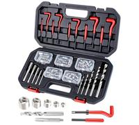 FreeTec Juego de reparación de roscas helicoil de 151 piezas, M5, M6, M8, M10, M12, Heli Coil, juego de reparación de roscas Helicoil con brocas HSS y herramientas de rosca para aluminio para coche