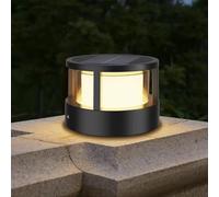 FREEUP Farola Solar Exterior, IP65, Aluminio, 3000 K | 15W luz solar exterior jardin, 4400 mAh, 8-16 h autonomía, Sensor Crepuscular, para Jardín, Pilares, Caminos, Balizas, Negro