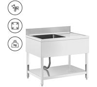 Royal Catering RCGS-1B100D7 - Fregadero de acero inoxidable para fregadero (500 x 500 x 300 mm)