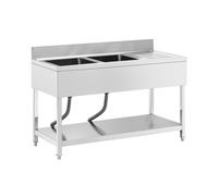 Fregadero - 2 cubas - acero inoxidable - 140 x 60 cm - Royal Catering