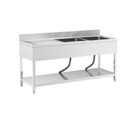 Fregadero - 2 cubas - acero inoxidable - 180 x 60 cm - Royal Catering