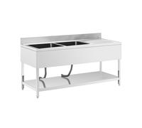 Fregadero - 2 cubas - acero inoxidable - 180 x 70 cm - Royal Catering