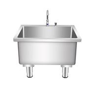 Fregadero acero inoxidable con grifo, fregadero de suelo comercial para fregona, fregadero para fregona, colador, fregadero de servicio para fregona independiente para cocina, restaurante, bar, bufé(8