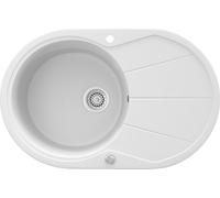 Fregadero Bergström Blanco 78 x 50 cm Redonda con tendedero, Model 12548