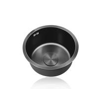 Fregadero Cocina 1 Seno Negro Fregadero Circular Lavadero Cocina Inox Pila de Cocina Pequeño con Drenaje,Formas de Instalar Sobre Encimera/Bajo Encimera (Ø 36cm)