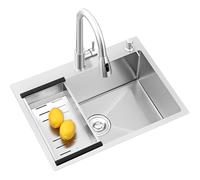 Fregadero Cocina 80x50cm Fregadero Cocina en Acero Inoxidable,Fregadero Bajo Encimera o Sobre Encimera de un seno Fregaderos de restaurante con Grifo extraíble de agua fría y caliente