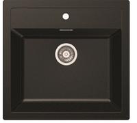 Fregadero cocina franke sirius sobre encimera 1 seno con sifón 50x56 cm resina negro mueble a partir de 60 cm