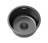 Fregadero Cocina Redondo,Pileta de Cocina Negro,Lavadero Cocina 1 Seno Inox,Pila de Cocina PequeñO con Drenaje,Formas de Instalar Sobre Encimera/Bajo Encimera (Ø 40cm)