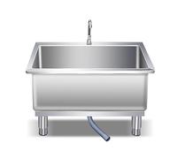 Fregadero comercial de acero inoxidable para fregona de suelo con cubo de utilidad y cuenca profunda para cocina, restaurante, negocios y garajes, 80 x 40 x 50 cm