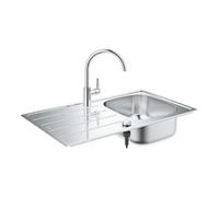 Grohe - Conjunto de fregadero K200 y grifo BauEdge, acero inoxidable cepillado/cromo 31562SD1