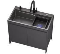 Fregadero con Mueble de 68cm en Acero Inoxidable - Fregadero Exterior de Aluminio Nido de Abeja con Grifo Fría y Caliente, Lavadero 1 Seno para Jardín, Camping y Lavadero