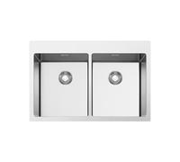 Fregadero Cuba doble Smeg Rectangular 75 cm Universal Mira VR12S3434 Acero Inoxidable