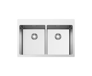 Fregadero Cuba doble Smeg Rectangular 75 cm Universal Mira VR12S3434 Acero Inoxidable